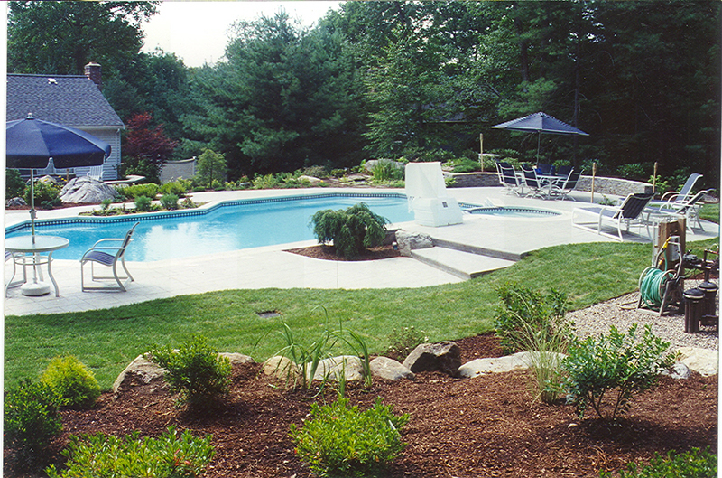 Swimming pool and stamped concrete project example 199
